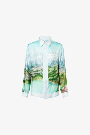 Casablanca Mens Dalmatian A La Montagne Classic Long-Sleeve Silk Shirt