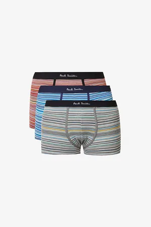 Paul Smith Mens Pack Of Three Stripe Stretch Organic-Cotton Trunks