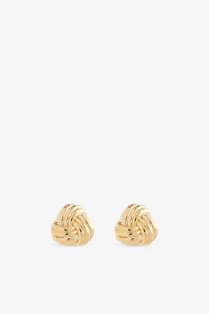 Bottega Veneta Womens Knot 18ct -Plated Sterling-Silver Stud Earrings