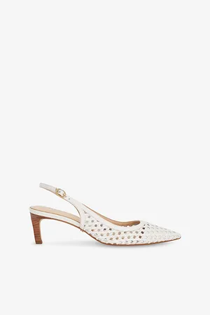 Dune Womens Divided Weave Slingback Leather Kitten-Heel Pumps