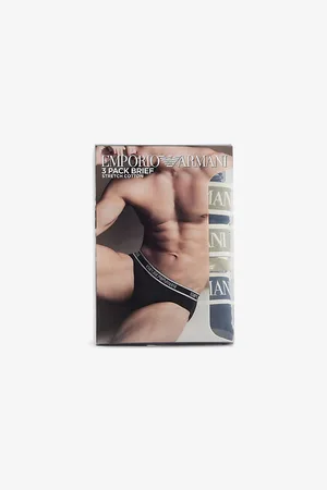 Emporio Armani Mens Brand-Print Mid-Rise Pack Of Three Stretch-Cotton Briefs