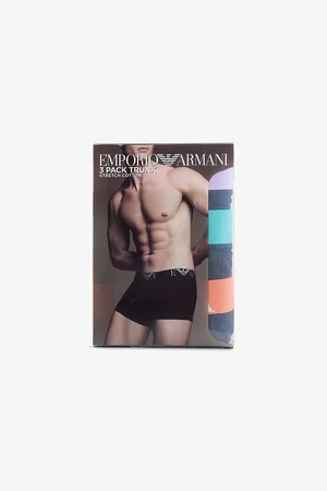 Emporio Armani Mens Branded Mid-Rise Pack Of Three Stretch-Cotton Trunks