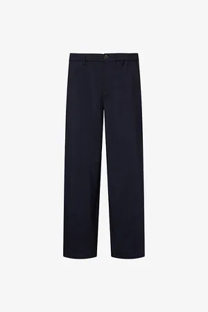 Frame Mens Easy Wide-Leg Wool Trousers