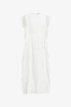 AllSaints Womens Ola Lace-Trim Cotton Midi Dress