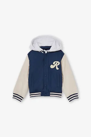 Reiss Logo-Patch Hooded Woven Varsity Jacket 3-9 Years