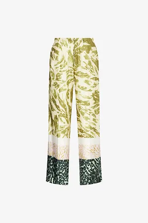 DRIES VAN NOTEN Womens Abstract-Print Wide-Leg Woven Trousers