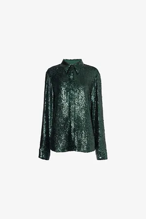 DRIES VAN NOTEN Womens Sequin-Embellished Long-Sleeves Woven Shirt