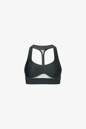 alo Womens Airlift Rebel Mesh-Panelled Stretch-Woven Bra