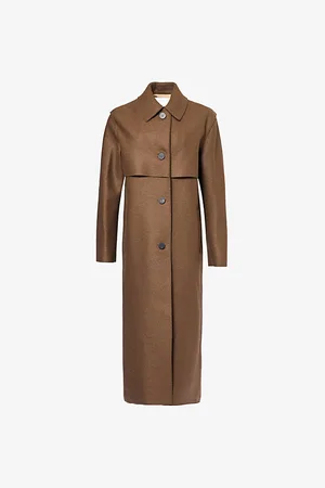 Harris Wharf London Womens Shield Single-Breasted Relaxed-Fit Wool Coat