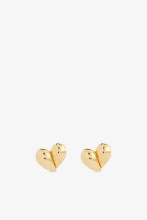 Bottega Veneta Womens Drop Heart 18ct -Plated Sterling-Silver Stud Earrings