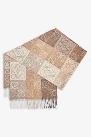 Loewe Womens Anagram Wool and Cashmere-Blend Scarf