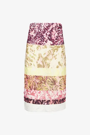 DRIES VAN NOTEN Womens Floral Mid-Waist Stretch-Woven Midi Skirt