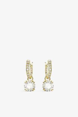 Swarovski Womens Constella Brass and Zirconia Drop Earrings