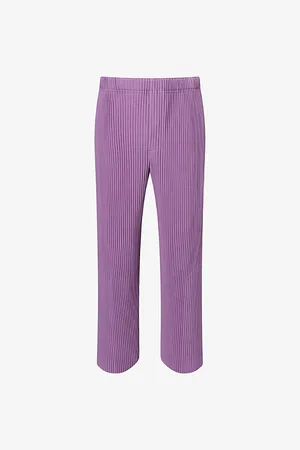 Issey Miyake Mens Pleats Straight-Leg Knitted Trousers
