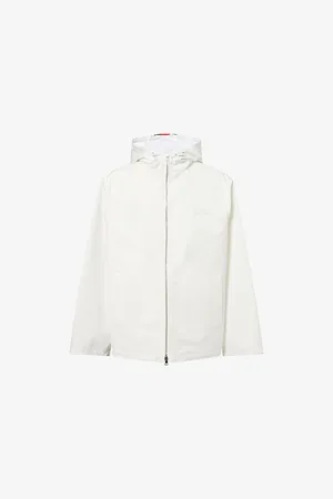 Gucci Mens Logo-Print Grid-Woven Cotton Jacket
