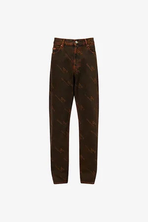 MARTINE ROSE Mens Logo-Wash Relaxed-Fit Denim Jeans