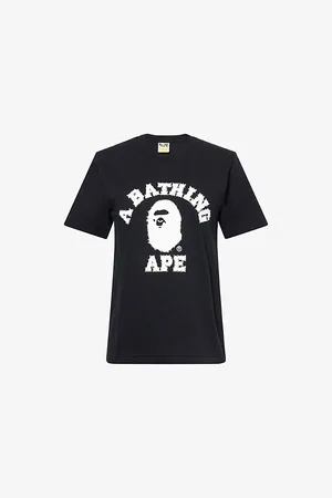 A Bathing Ape Womens Crystal-Embellished Logo-Print Cotton-Jersey T-Shirt