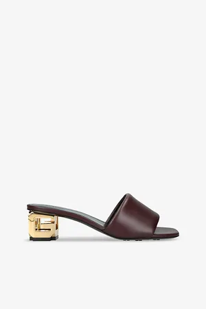 Givenchy Womens G Cube Leather Heeled Mules