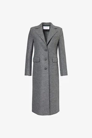 Harris Wharf London Womens Single-Breasted Two-Flap-Pockets Regular-Fit Wool Coat