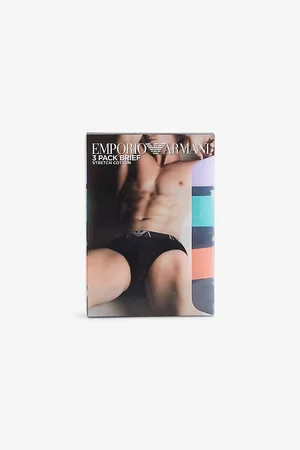 Emporio Armani Mens Branded Mid-Rise Pack Of Three Stretch-Cotton Briefs