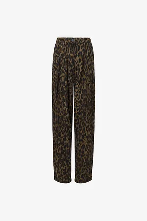 AllSaints Womens Becca Leopard-Print Denim Trousers