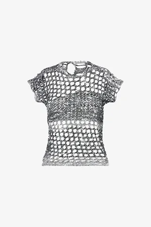 Acne Studios Womens Short-Sleeve Open Crochet-Knit Top