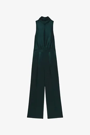 Reiss Womens Farah Cape-Back Sleeveless Satin Jumpsuit