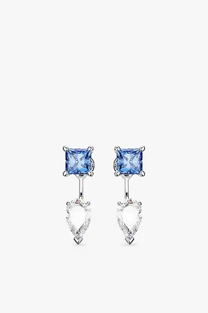 Swarovski Womens Mesmera Silver-Toned Rhodium-Plated and Crystal Earrings