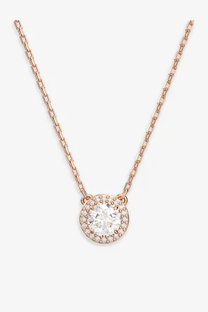 Swarovski Womens Constella Rose-Gold Toned Brass and Zirconia Pendent Necklace