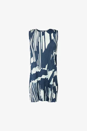 PLEATS PLEASE ISSEY MIYAKE Womens Refraction Abstract-Print Pleated Knitted Tunic Top