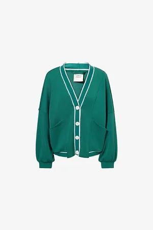 Varley Womens Decker Contrast-Piping Stretch-Jersey Cardigan