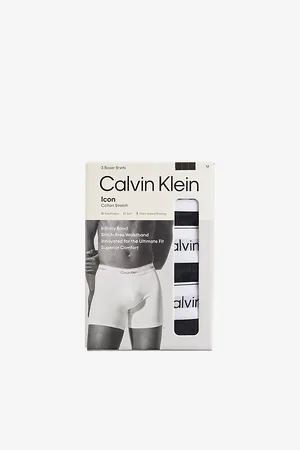 Calvin Klein Mens Icon Logo-Waistband Pack Of Three Stretch-Cotton Boxer Briefs