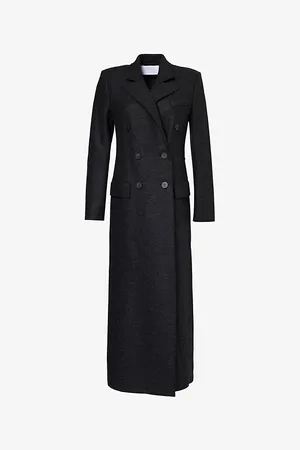 Harris Wharf London Womens Tailored Double-Breasted Regular-Fit Wool Coat