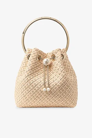 Jimmy Choo Womens Bon Bon Raffia-Weave Top-Handle Bag