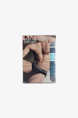 Emporio Armani Mens Branded Mid-Rise Pack Of Three Stretch-Cotton Trunks