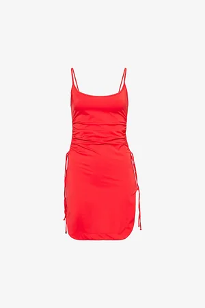 The Attico Womens Split Shoulder-Straps Stretch-Woven Mini Dress