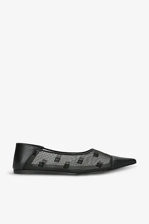 Givenchy Womens Monogram Mesh and Leather Ballet Flats