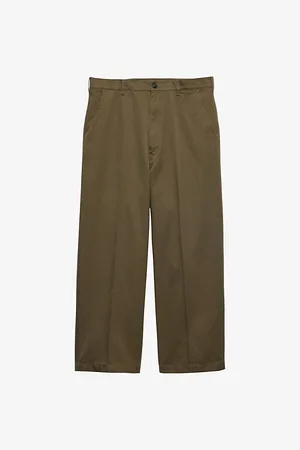 Prada Mens Wide-Leg Cotton Chino Trousers
