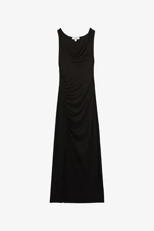 Reiss Womens Paige Cowl-Neck Slim-Fit Stretch-Jersey Midi Dress