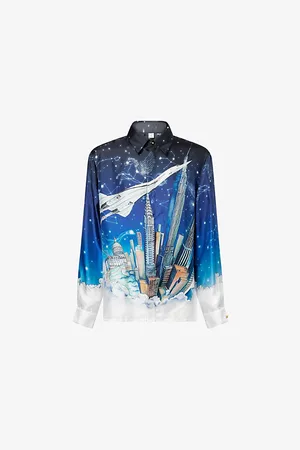 Casablanca Mens Classic Long-Sleeve Silk Shirt