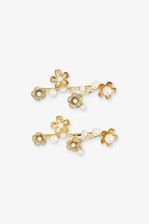 LELET NY Womens Brynn Floral 14ct -Plated Brass Bobby Pins Set Of Two
