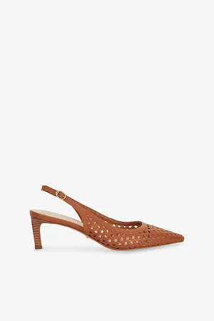 Dune Womens Divided Weave Slingback Leather Kitten-Heel Pumps