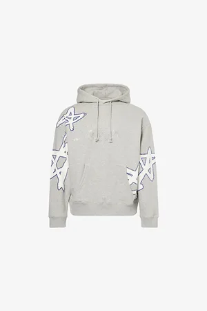 AWAKE NY Mens Rhinestone Kangaroo-Pocket Cotton-Jersey Hoody