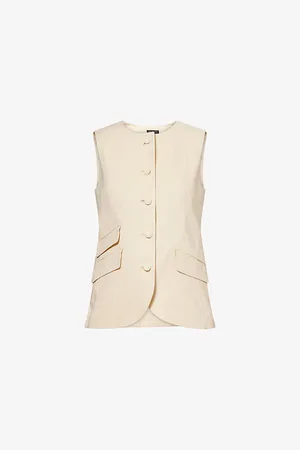RAG&BONE Womens Slade Flap-Pocket Linen-Blend Vest