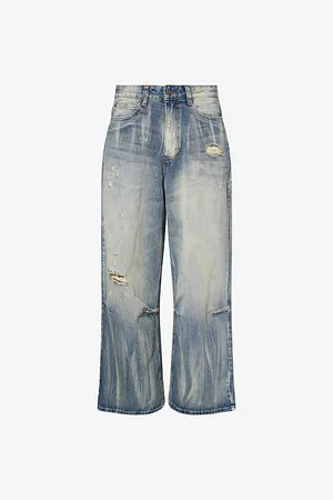 Jaded London Mens Scuff XL Colossus Wide-Leg Denim-Blend Jeans