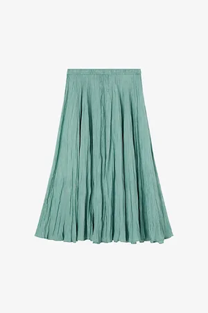 Joseph Womens Sully Crinkled Silk Midi Skirt