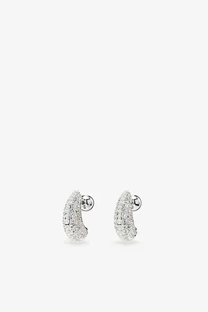 Swarovski Womens Sublima Rhodium-Plated, -Pearl and Zirconia Earrings