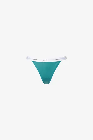 Calvin Klein Womens Branded Ribbed Stretch-Cotton Thong