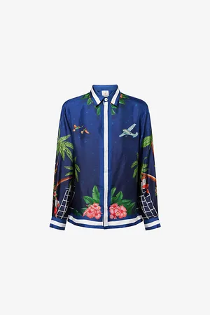 Casablanca Mens Classic Long-Sleeve Silk Shirt