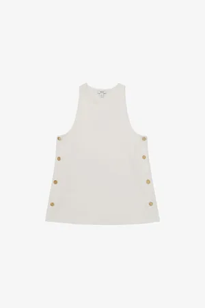 Reiss Womens Cosmo Round-Neck Side-Button Cotton-Blend Top